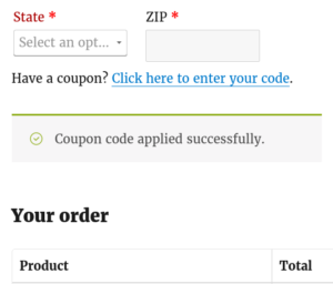 Coupon code applied successfully graphic